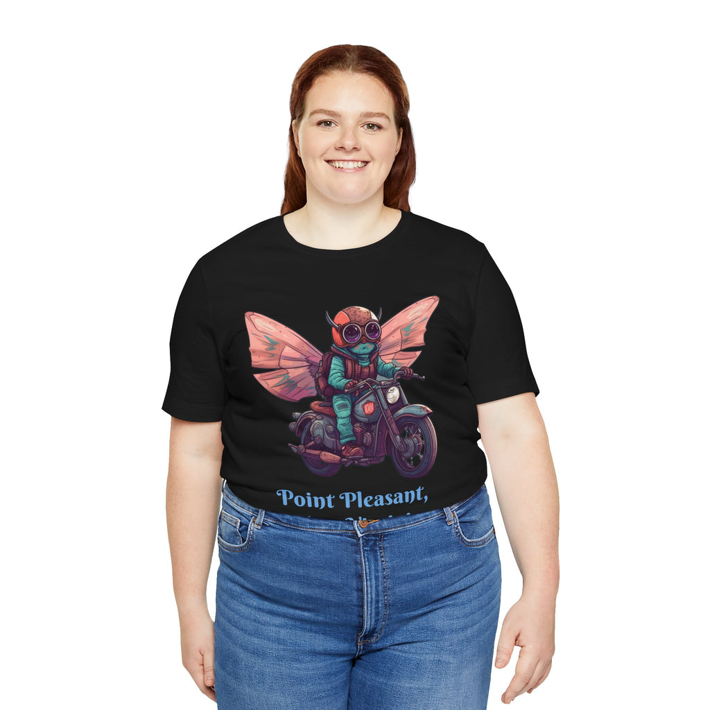 Little Mothman Riding His Motorcycle Unisex Jersey Short Sleeve Tee