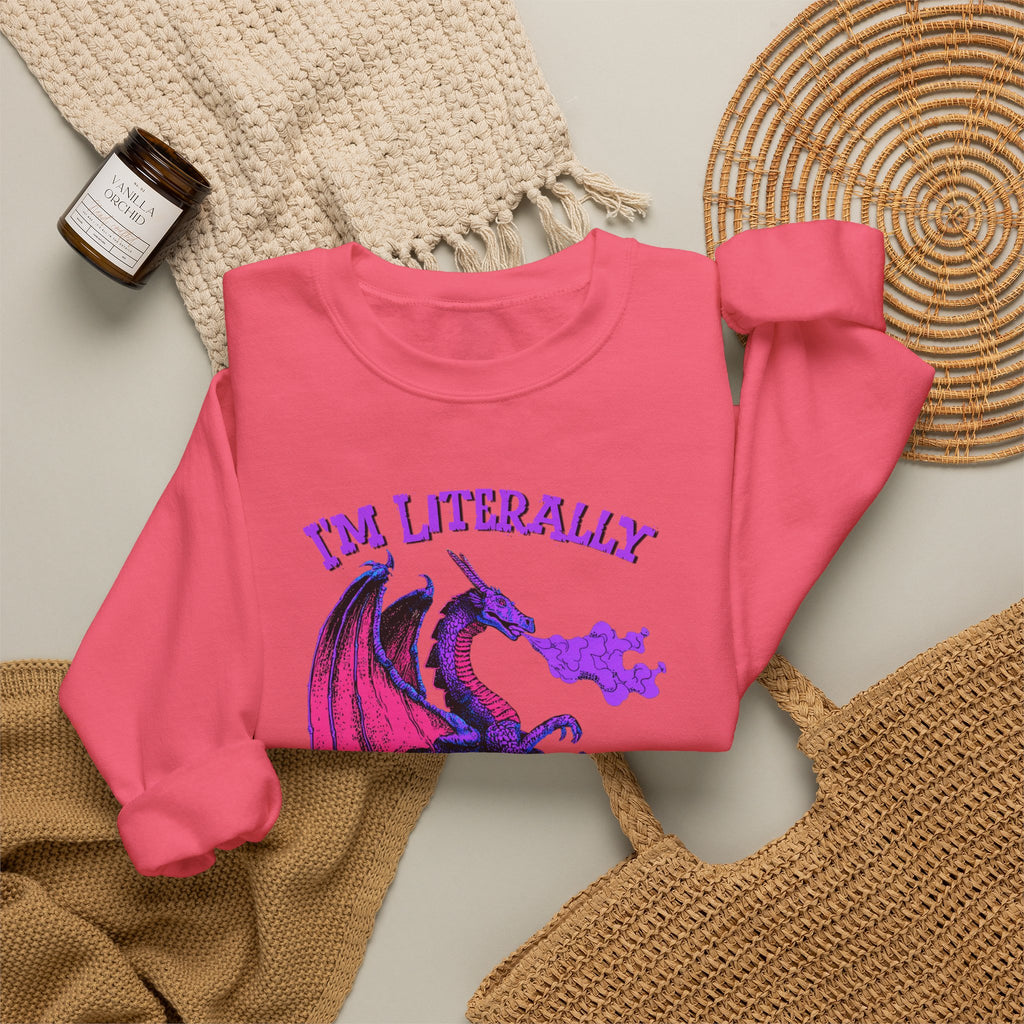 Retro Dragon Sweatshirt Im Literally Just a Girl Monster Girl Aesthetic 80s Fantasy Crewneck