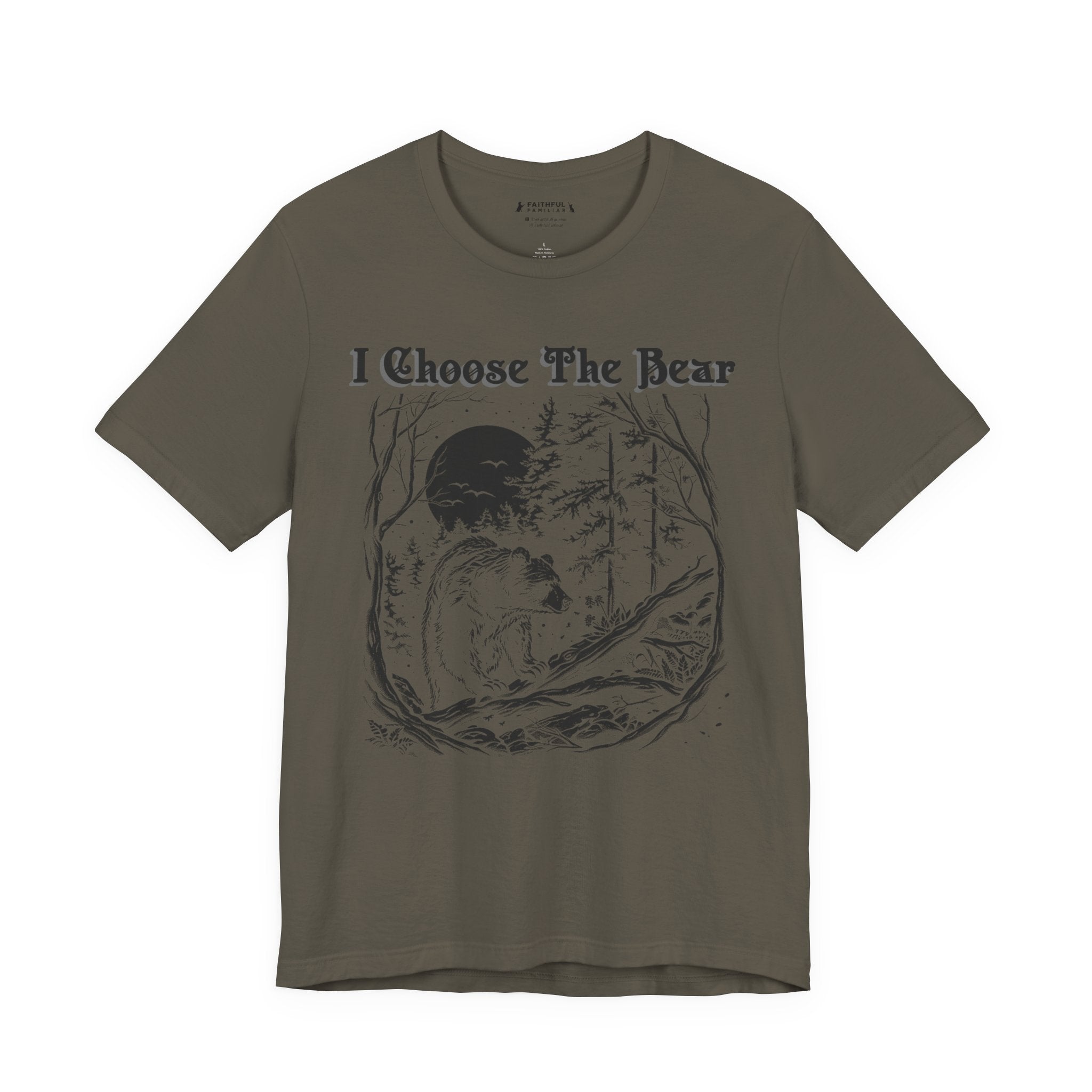 I Choose The Bear Graphic Tee — Moonlit Forest Bear Shirt for Outdoorsy Feminists