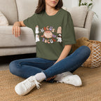 Hocus Pocus Cute Witch graphic shirt featuring Pastel Halloween Cat & Cauldron Tee