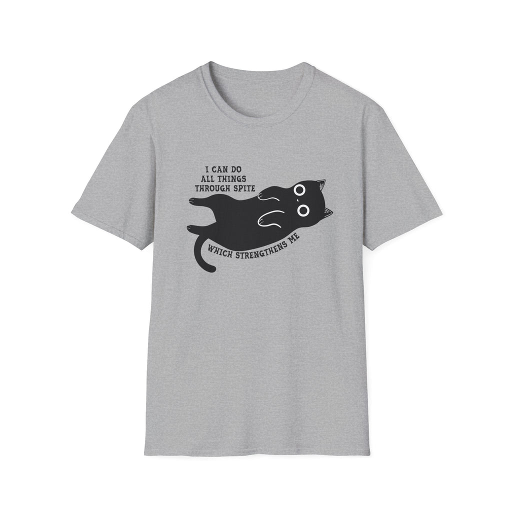 Additional photo of Cat Graphic — "I Can Do All Things Through Spit" Cute Funny Cat T-shirt