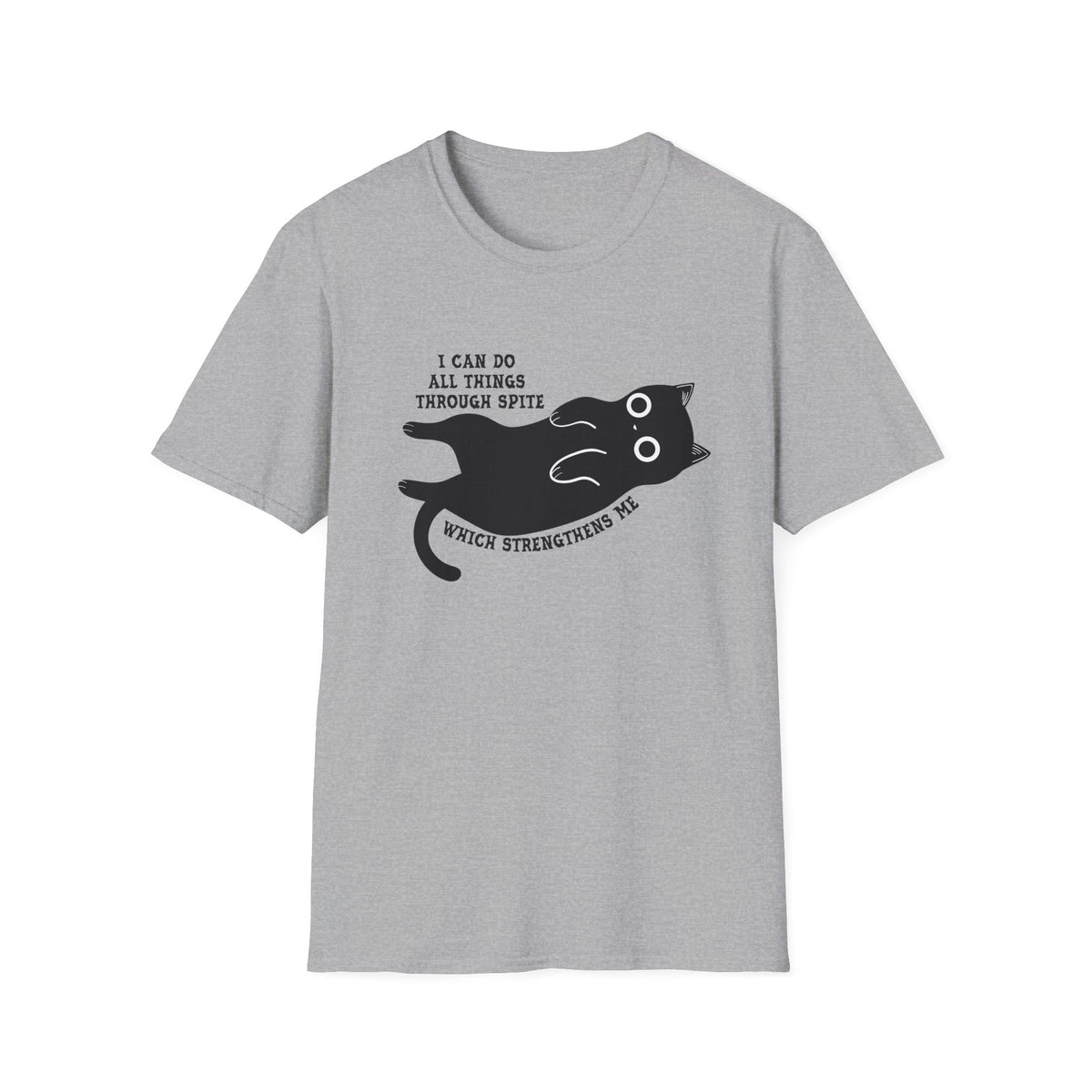 Additional photo of Cat Graphic — "I Can Do All Things Through Spit" Cute Funny Cat T-shirt