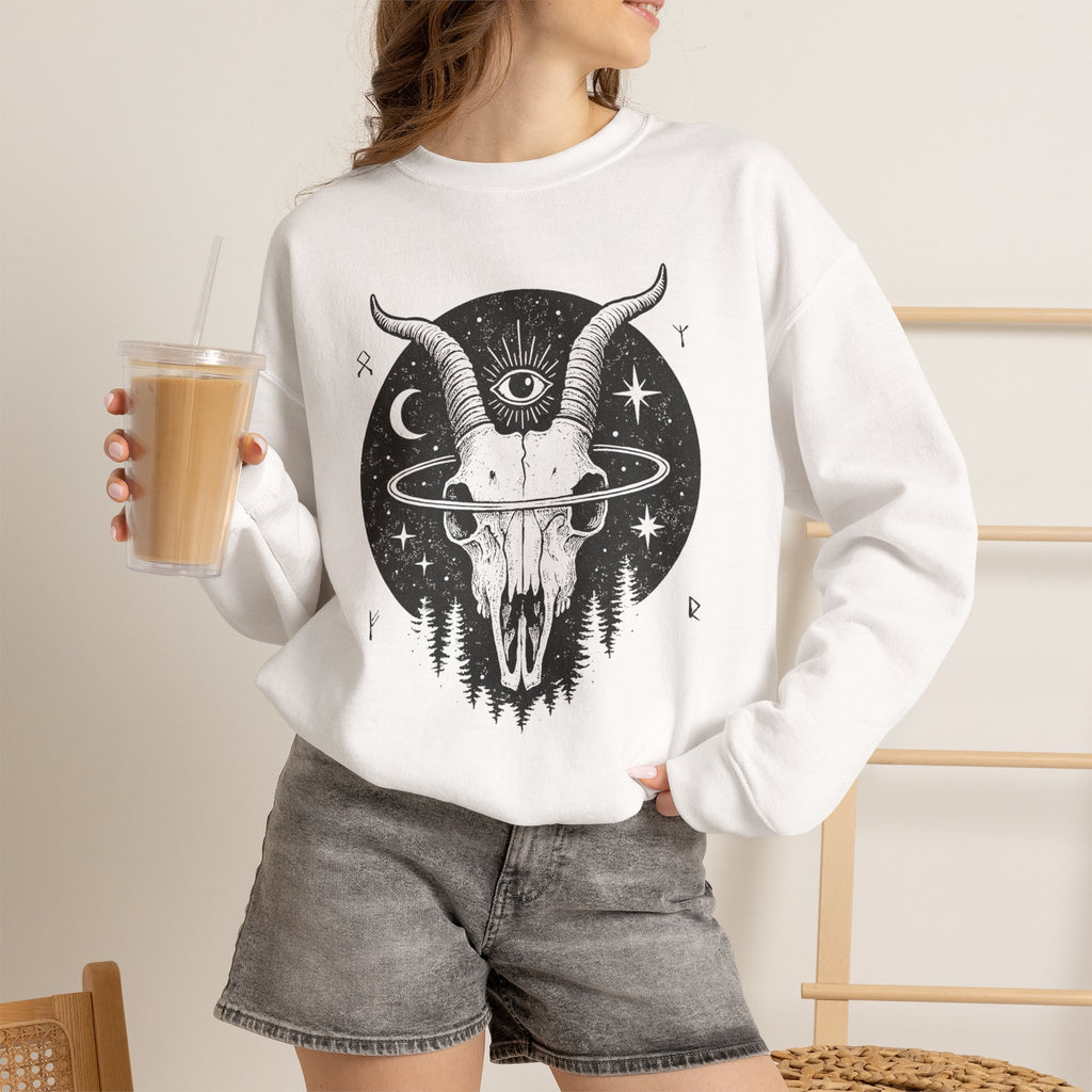 Blessed Be Sweatshirt, Occult Witchcore Crewneck, Goat Skull Sweater, Dark Witchy Aesthetic, Grunge Pagan Pullover Unisex