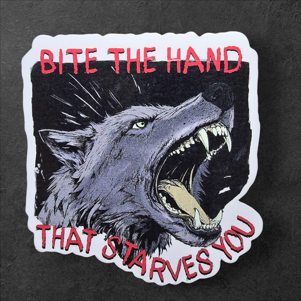 Leftist Wolf Vinyl Sticker: Bite The Hand, Political Activism