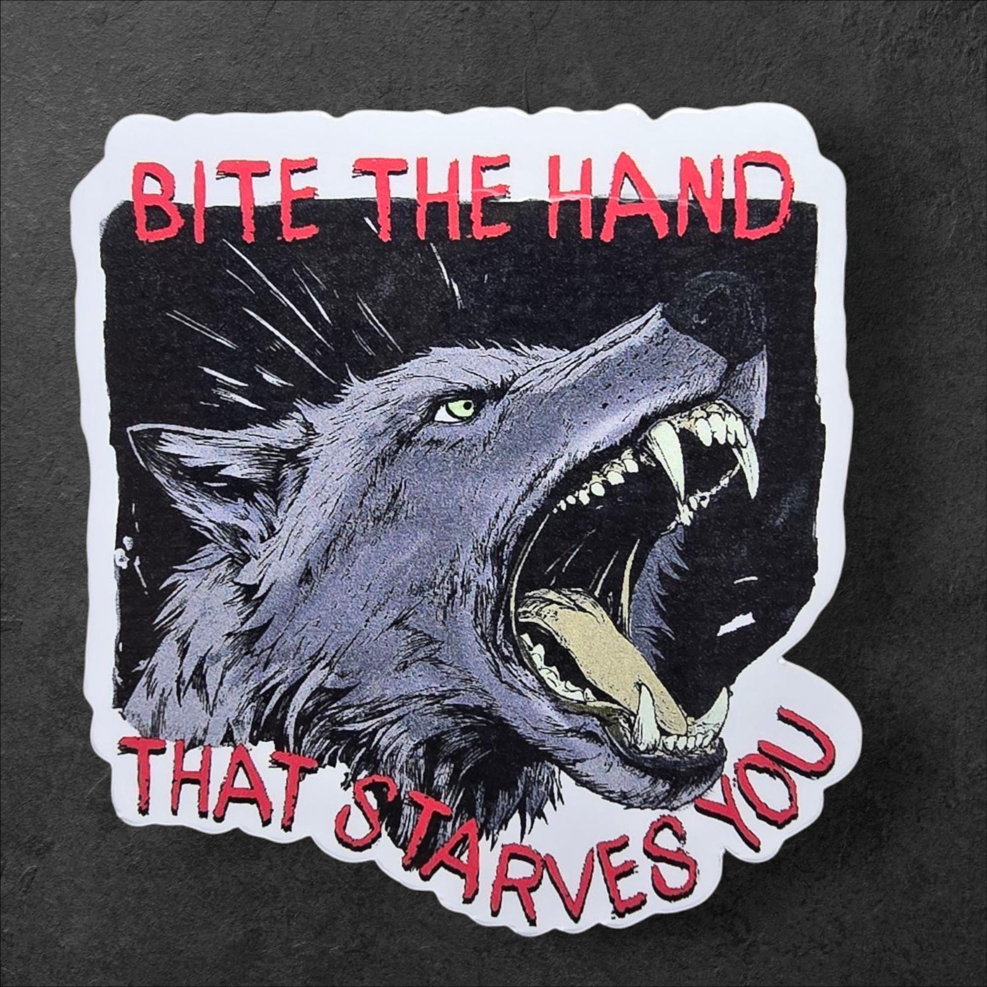 Leftist Wolf Vinyl Sticker: Bite The Hand, Political Activism