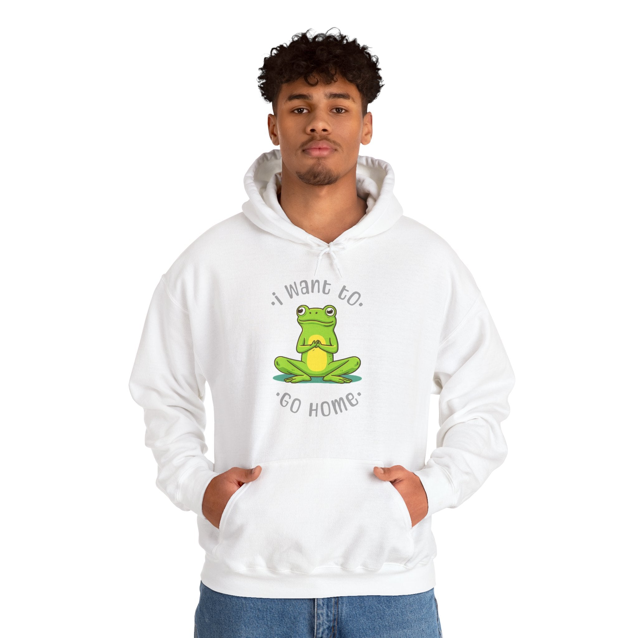 Frog "I Want to Go Home" Hoodie – Cute Cozy Graphic Sweatshirt