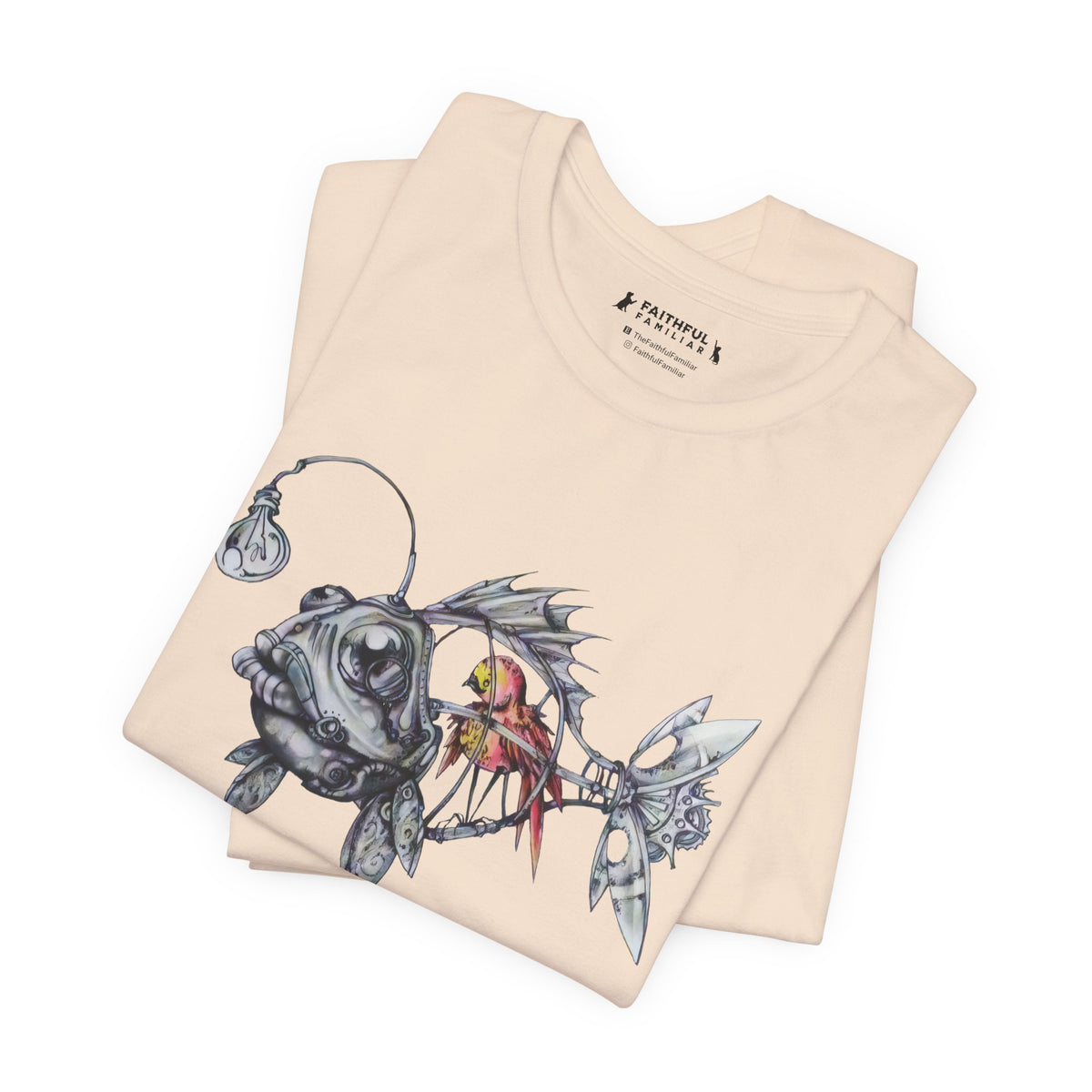 Weirdcore Bird Inside A Fishcage graphic shirt featuring Dreamcore Aesthetic & Grunge