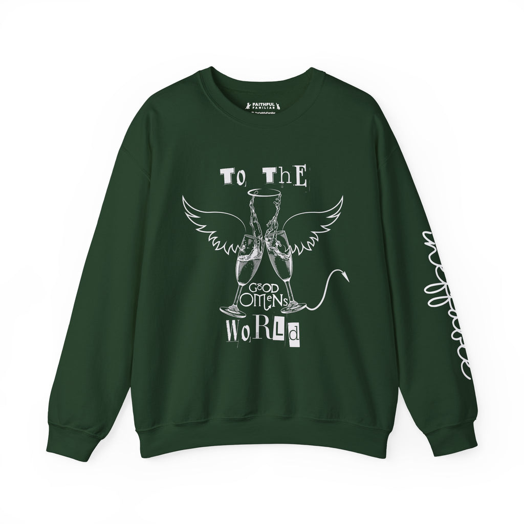 Angel & Devil 'To The World' Crewneck Sweatshirt — Good Omens Graphic