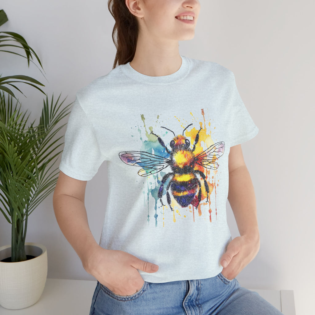 Watercolor Bee T-Shirt — Colorful Drip Honeybee Tee