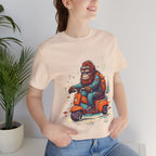 Bigfoot Scooter Graphic graphic shirt featuring Retro Bigfoot Riding Vespa Adventure T-Shirt