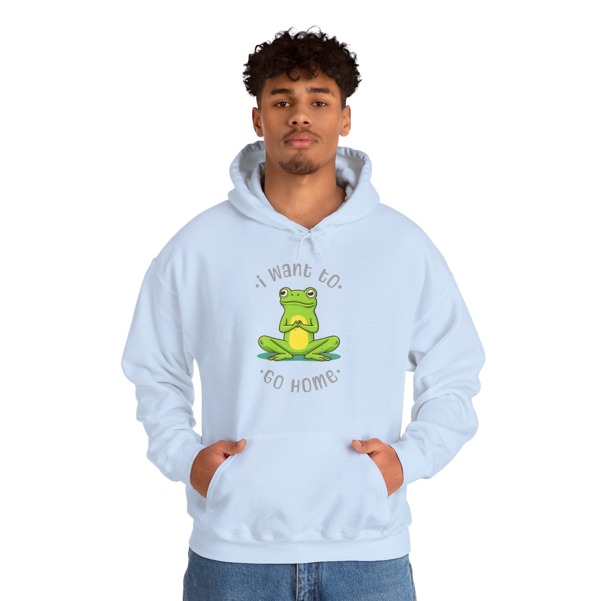 Frog "I Want to Go Home" Hoodie – Cute Cozy Graphic Sweatshirt