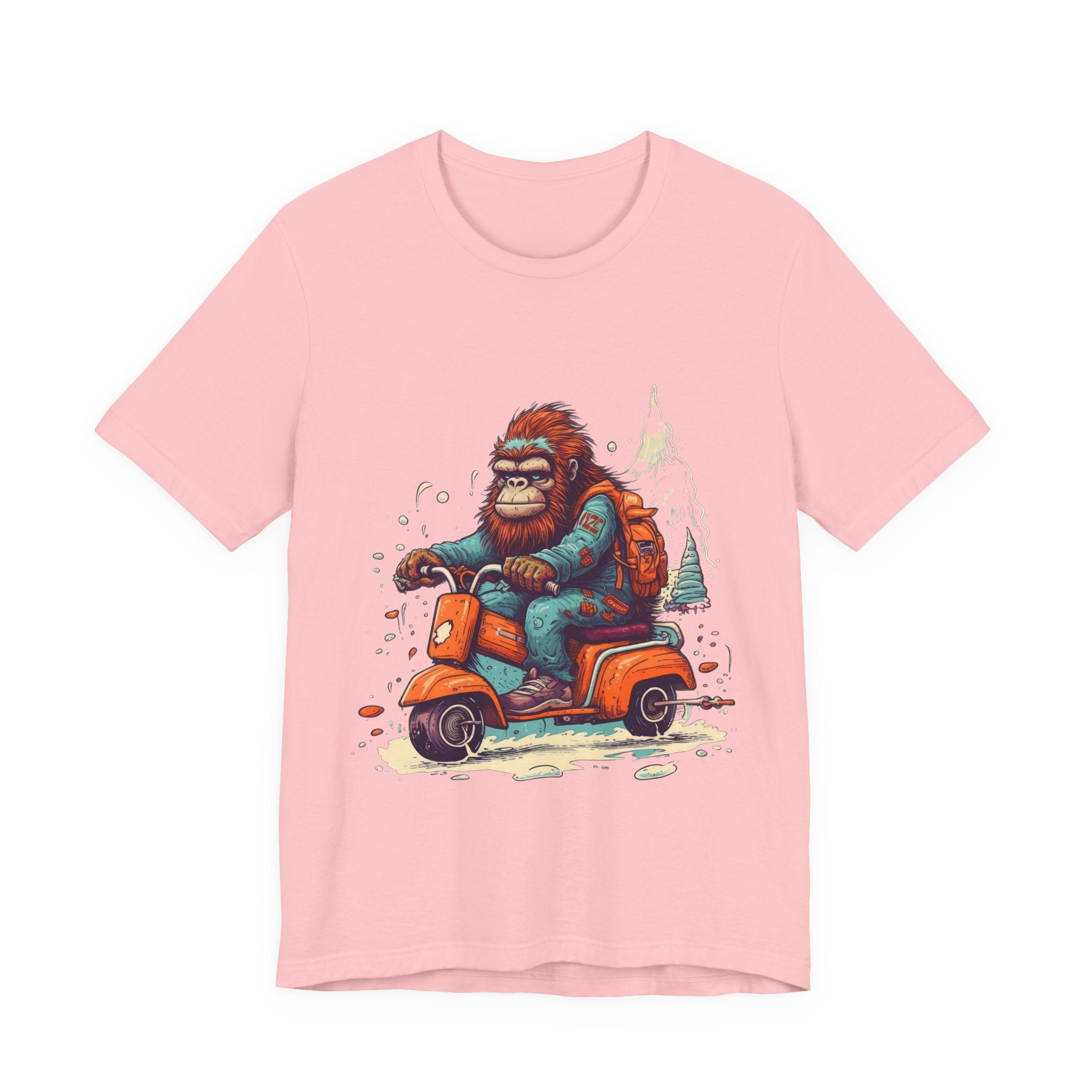 Bigfoot Scooter Graphic Tee — Retro Bigfoot Riding Vespa Adventure T-Shirt