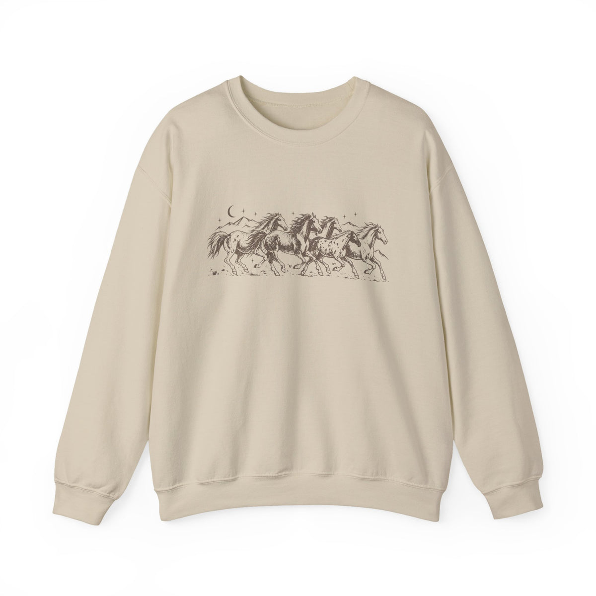 Wild Horses Sweatshirt, Vintage Western Running Horse Graphic, Celestial Equestrian Art