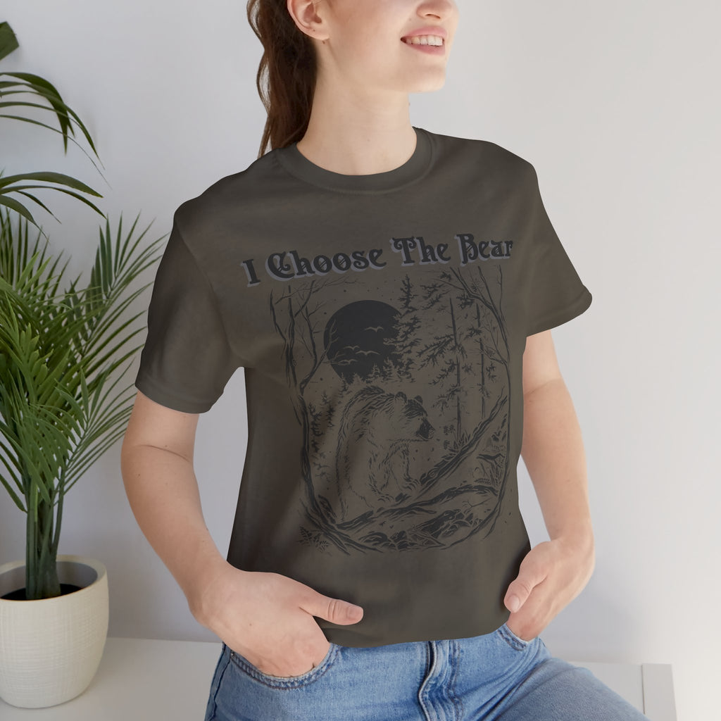 I Choose The Bear Graphic Tee — Moonlit Forest Bear Shirt for Outdoorsy Feminists
