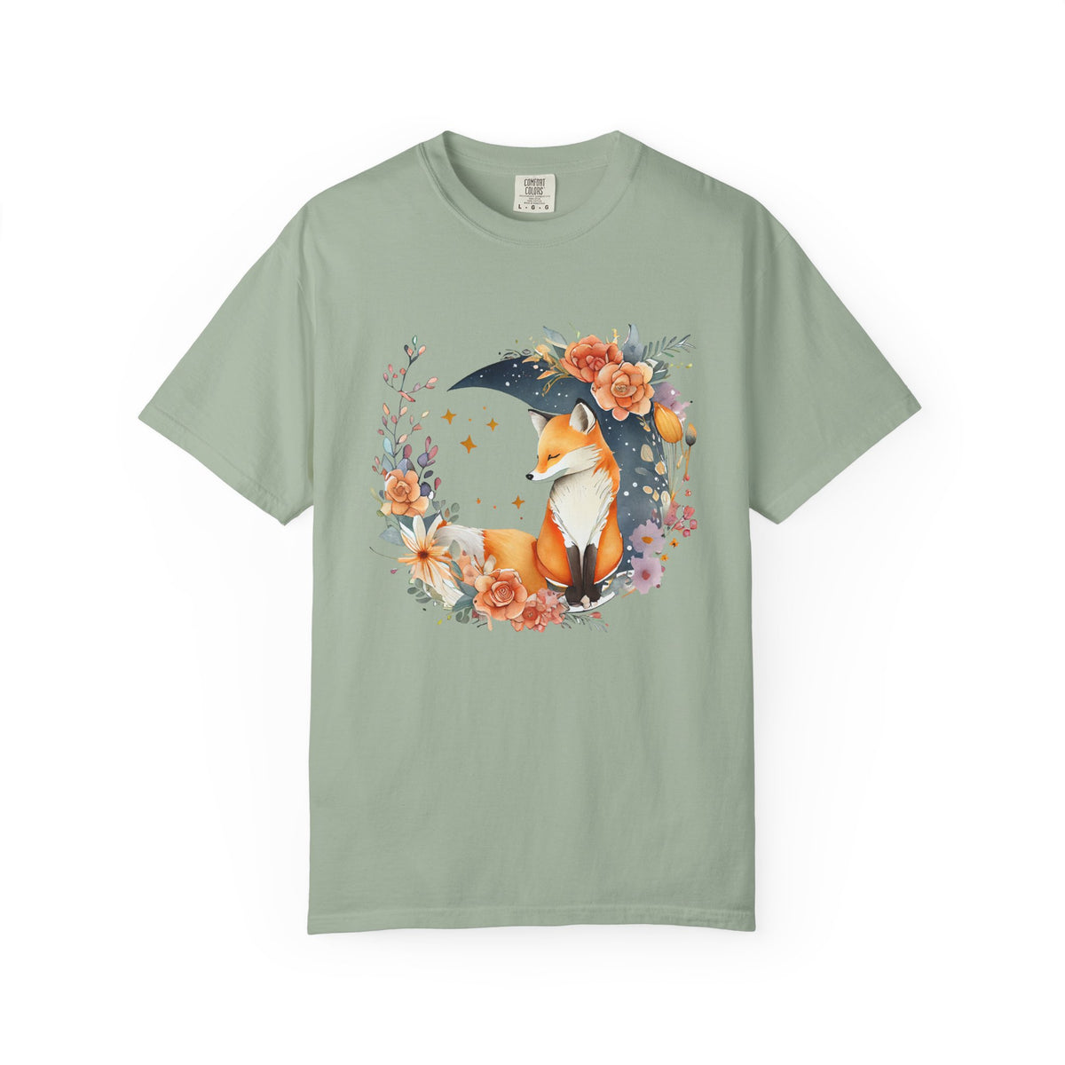 Fox Floral graphic shirt featuring Whimsical Fox with Moon & Flowers Graphic