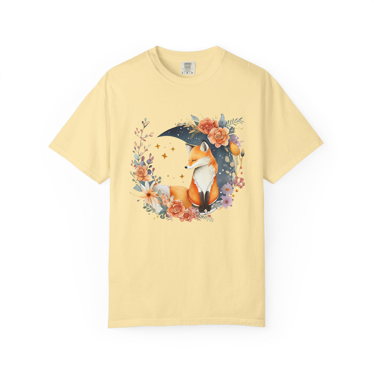 Fox Floral graphic shirt featuring Whimsical Fox with Moon & Flowers Graphic