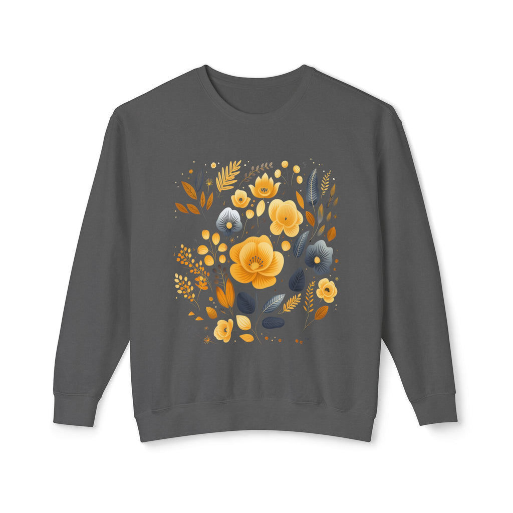 Golden Blooms graphic sweatshirt featuring Vintage Botanical Floral