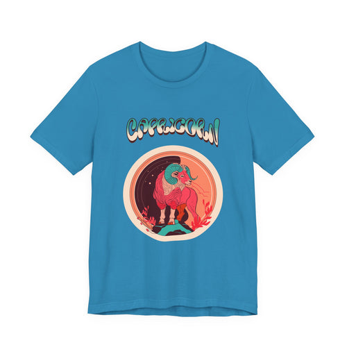 Capricorn Zodiac graphic shirt featuring Retro Cosmic Goat Graphic Shirt