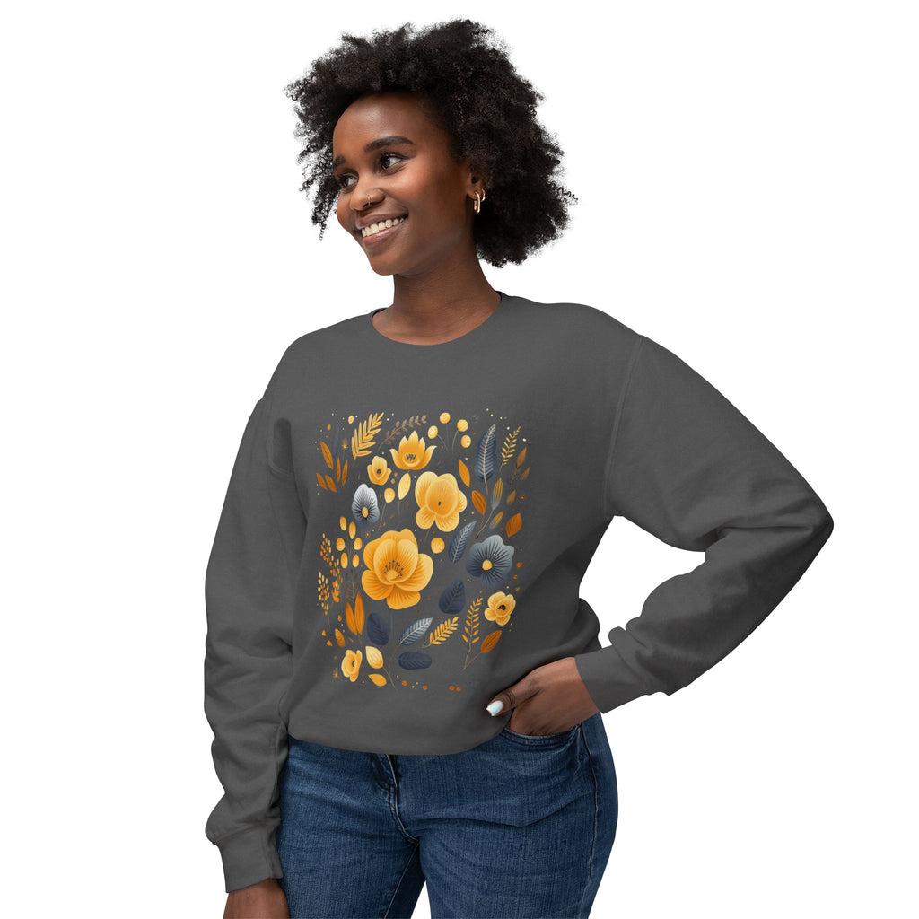 Golden Blooms graphic sweatshirt featuring Vintage Botanical Floral