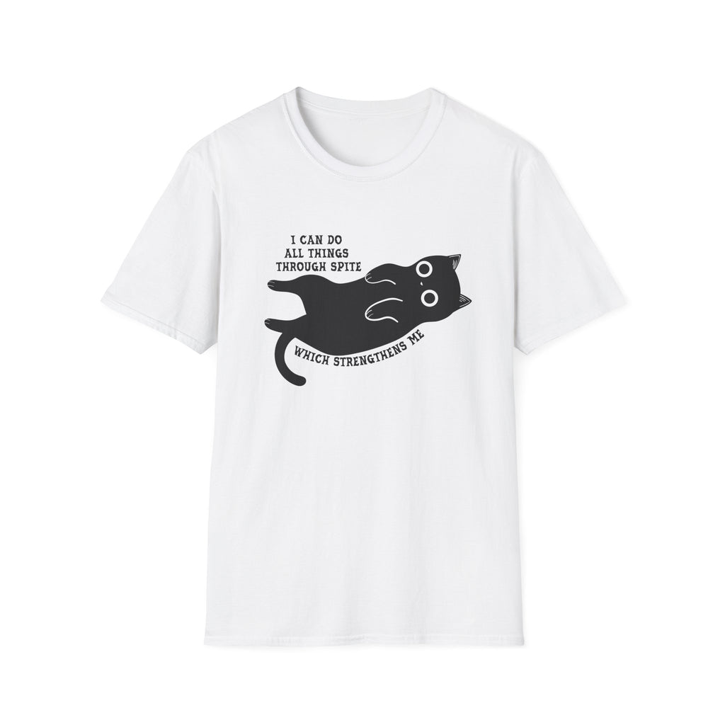 Product photo of Cat Graphic — "I Can Do All Things Through Spit" Cute Funny Cat T-shirt