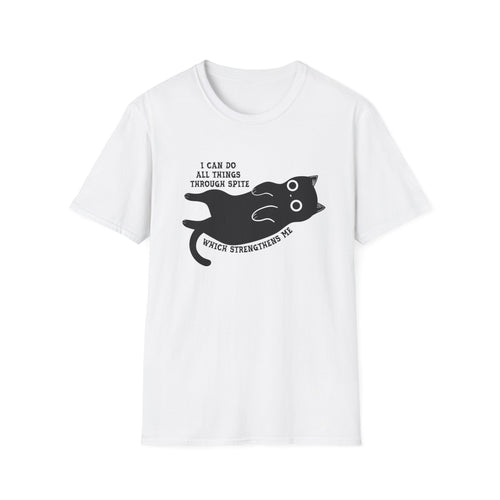 Product photo of Cat Graphic — "I Can Do All Things Through Spit" Cute Funny Cat T-shirt
