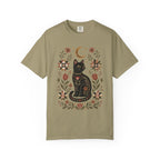 Witchy Black Cat graphic shirt featuring Folk Art Floral Comfort Colors Tee