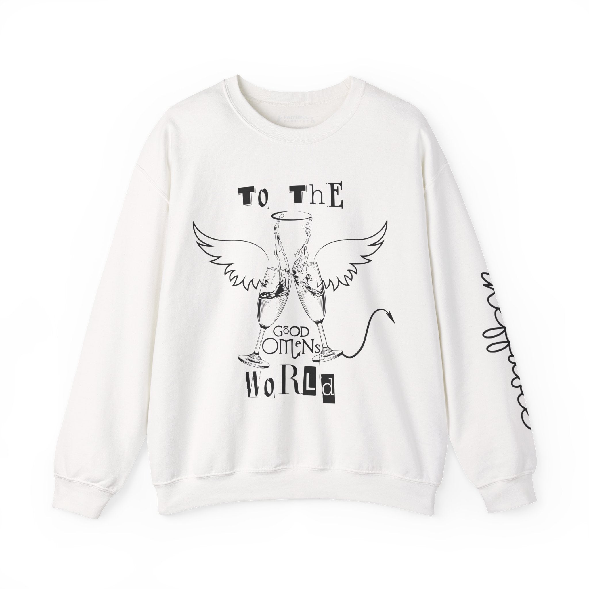 Angel & Devil 'To The World' Crewneck Sweatshirt — Good Omens Graphic