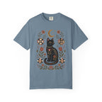 Witchy Black Cat graphic shirt featuring Folk Art Floral Comfort Colors Tee