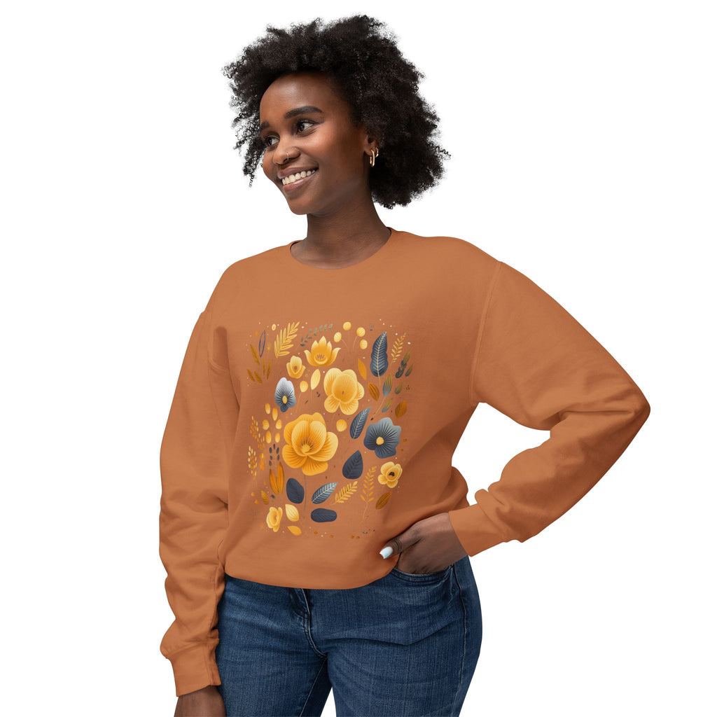 Golden Blooms graphic sweatshirt featuring Vintage Botanical Floral