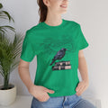 Raven on Books graphic shirt featuring "The Raven" Edgar Allan Poe Quote Literary