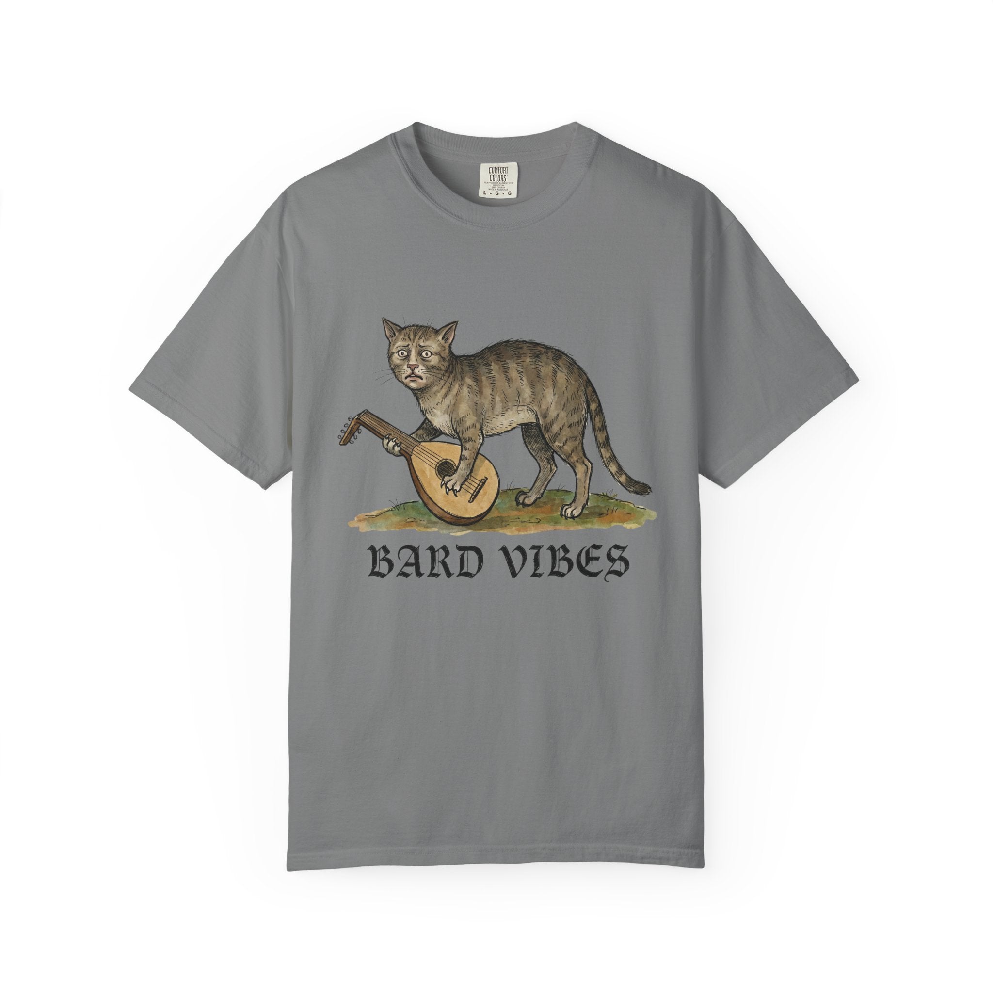 Bard Vibes Cat Shirt | Medieval Cat Art Tee, Funny Folk Fantasy Shirt, Music Lover Gift, DnD Bard Aesthetic Unisex Tee