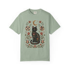 Witchy Black Cat graphic shirt featuring Folk Art Floral Comfort Colors Tee