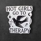 Hot Girls Go To Therapy vinyl sticker in White