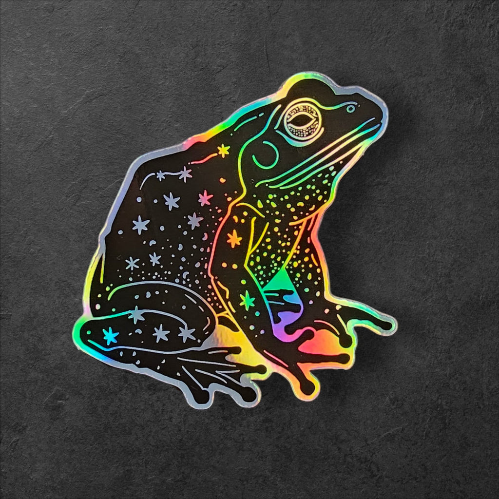 Gothic Holographic Frog Sticker: Witchy Vinyl Decal