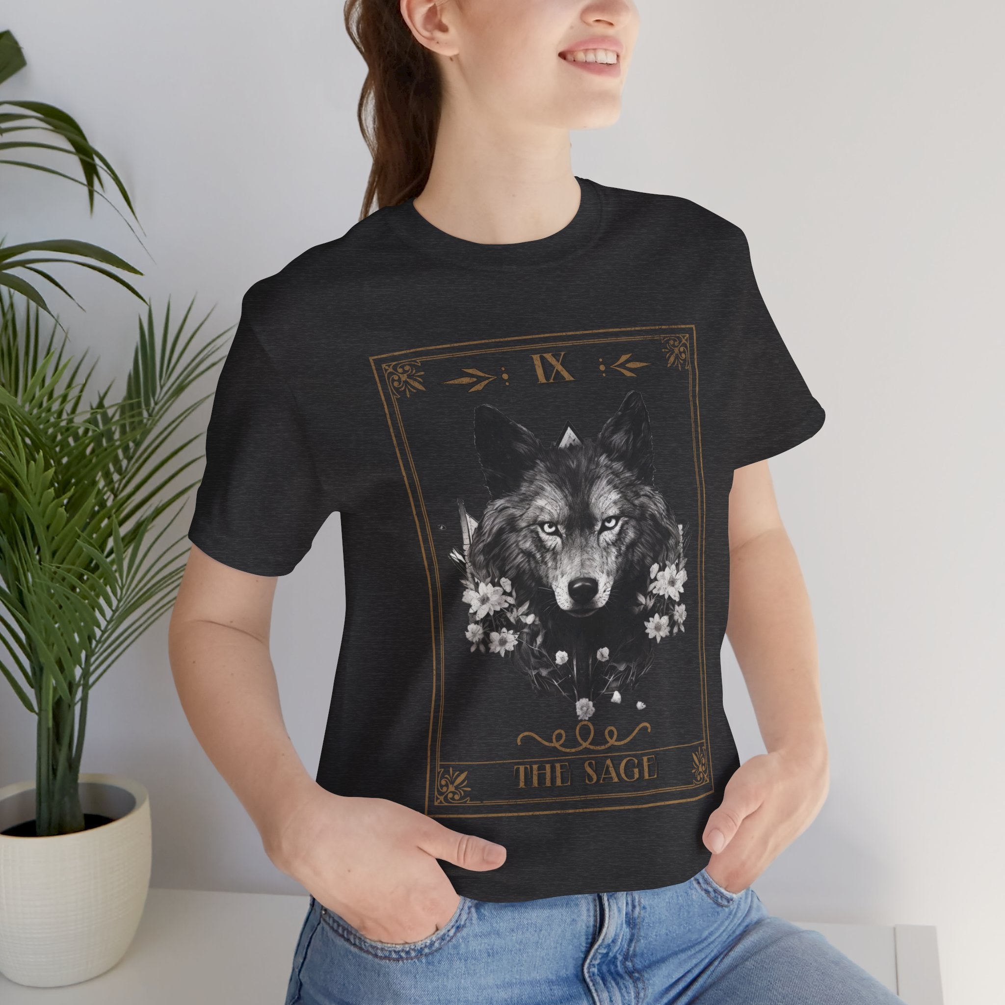 Wolf Tarot Graphic Tee — "The Sage" Vintage Wolf Illustration T-Shirt