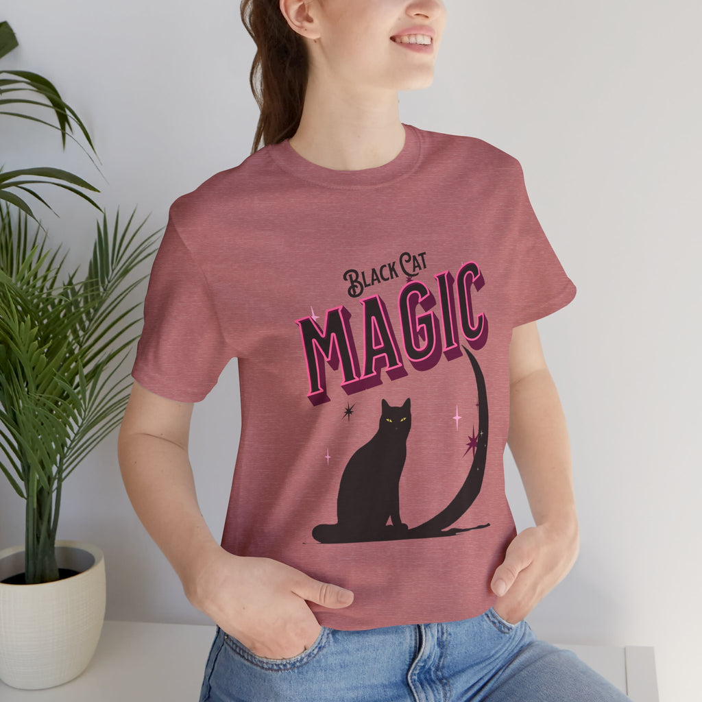 Black Cat Magic T‑Shirt — Halloween Moon Cat Graphic Tee