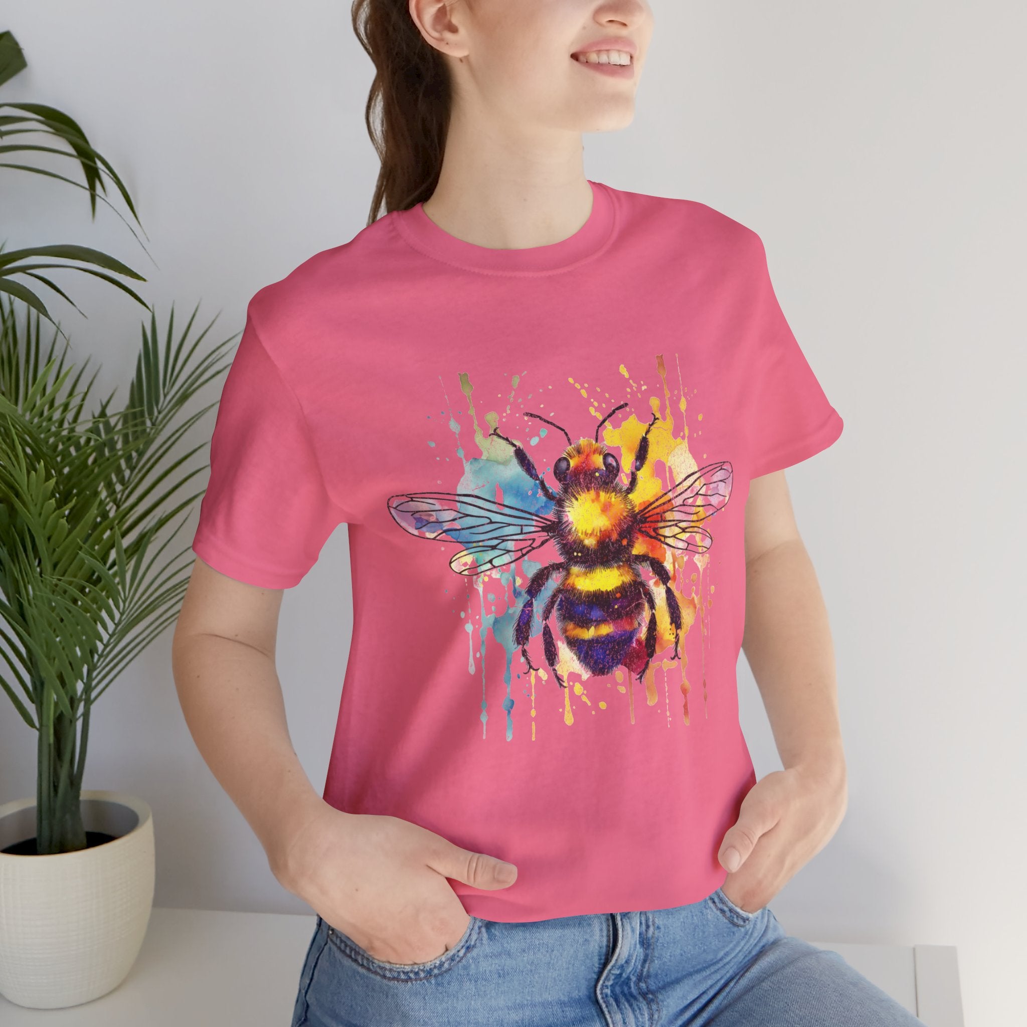 Watercolor Bee T-Shirt — Colorful Drip Honeybee Tee