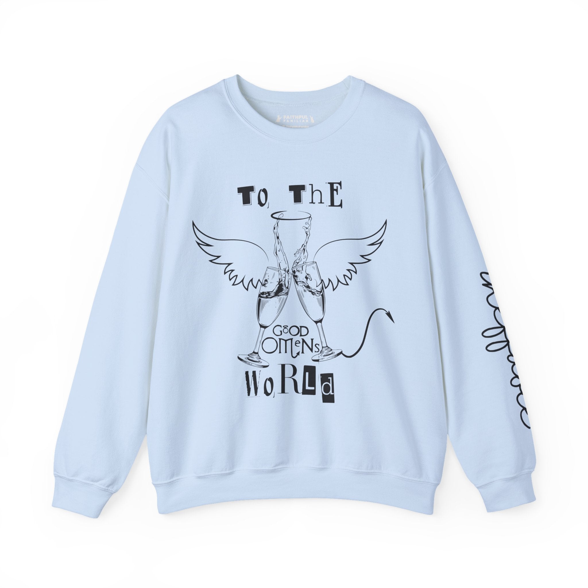 Angel & Devil 'To The World' Crewneck Sweatshirt — Good Omens Graphic