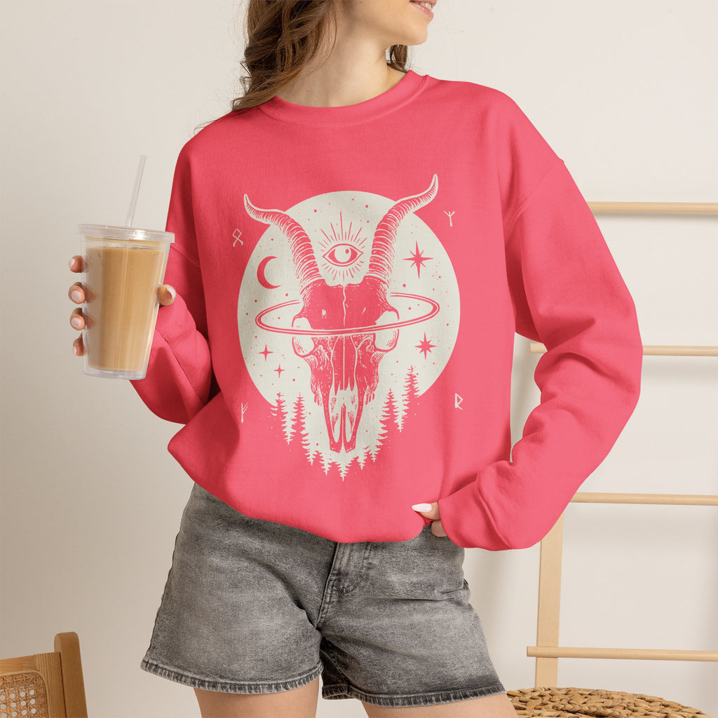 Blessed Be Sweatshirt, Occult Witchcore Crewneck, Goat Skull Sweater, Dark Witchy Aesthetic, Grunge Pagan Pullover Unisex