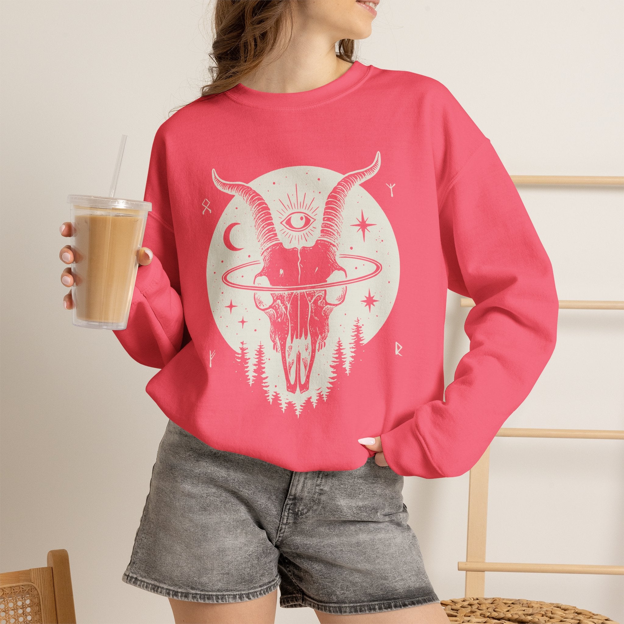 Blessed Be Sweatshirt, Occult Witchcore Crewneck, Goat Skull Sweater, Dark Witchy Aesthetic, Grunge Pagan Pullover Unisex