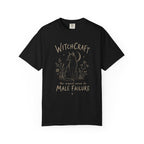 Witchcraft Cat graphic shirt featuring 'The Original Excuse for Male Failure'
