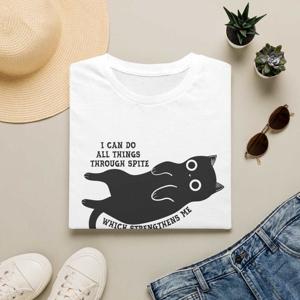 Additional photo of Cat Graphic — "I Can Do All Things Through Spit" Cute Funny Cat T-shirt