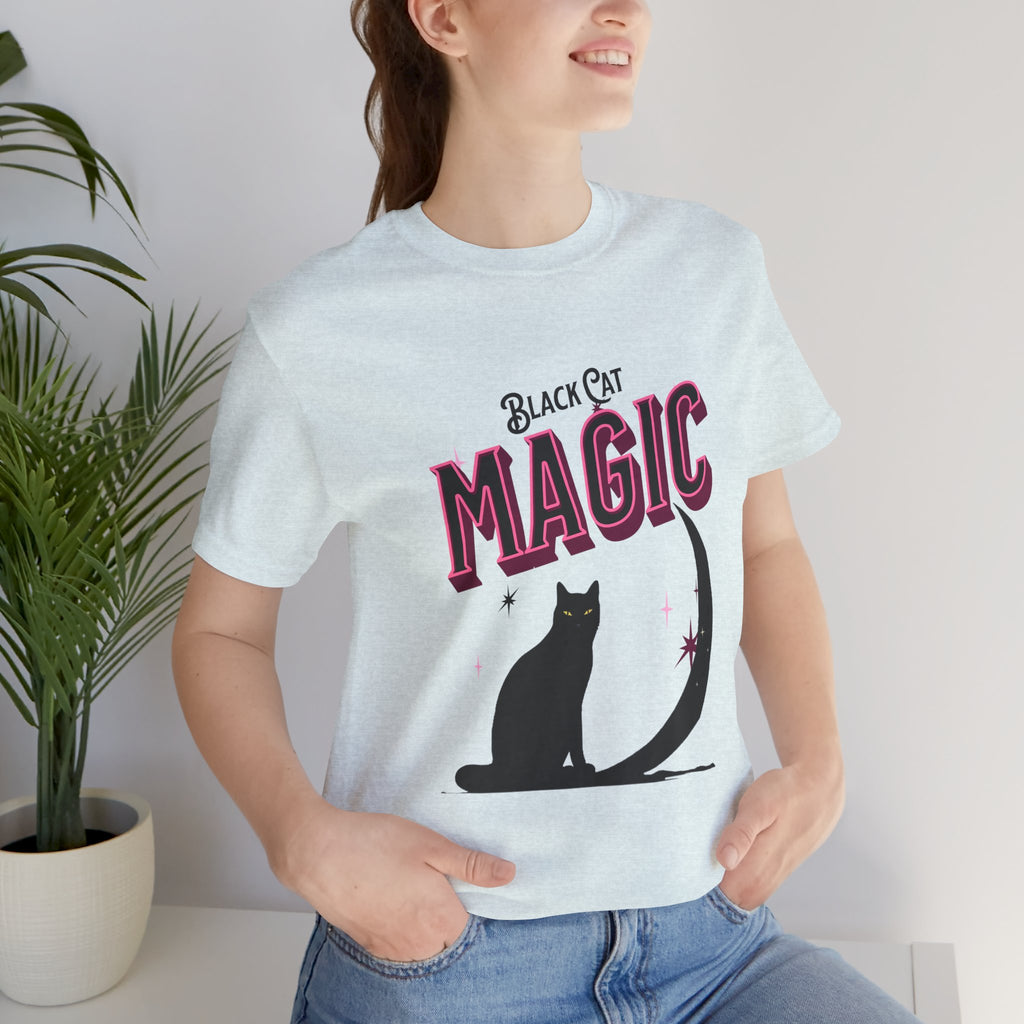 Black Cat Magic T‑Shirt — Halloween Moon Cat Graphic Tee