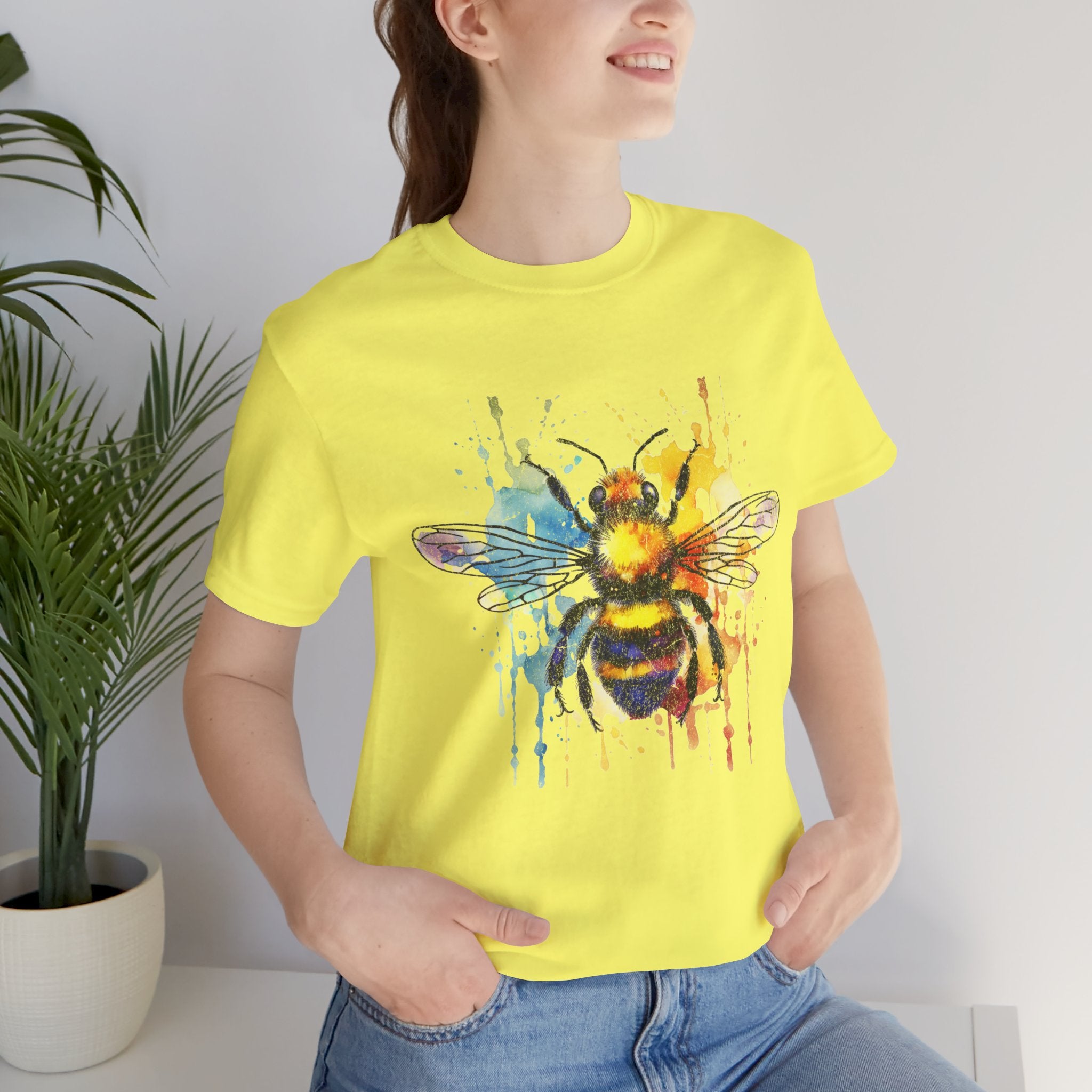 Watercolor Bee T-Shirt — Colorful Drip Honeybee Tee