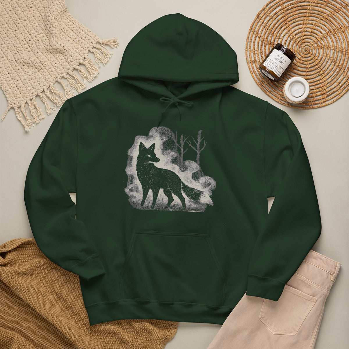 Additional photo of Wolf Silhouette — Night Forest Wolf Graphic hoodie