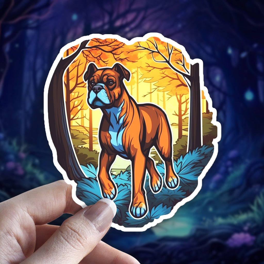 Witchy Boxer Dog Sticker, Boxer Familiar Decal, Holographic Option