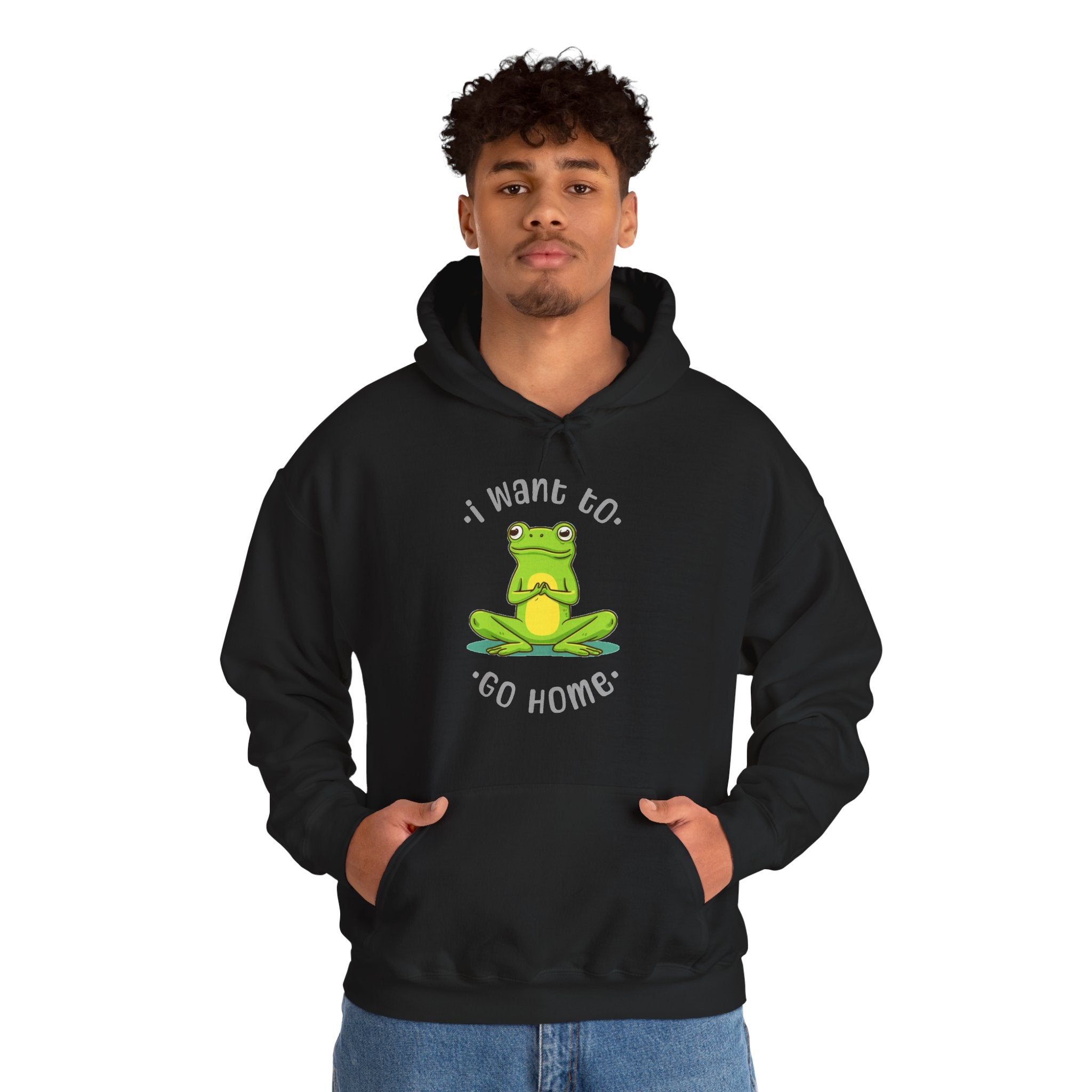 Frog "I Want to Go Home" Hoodie – Cute Cozy Graphic Sweatshirt