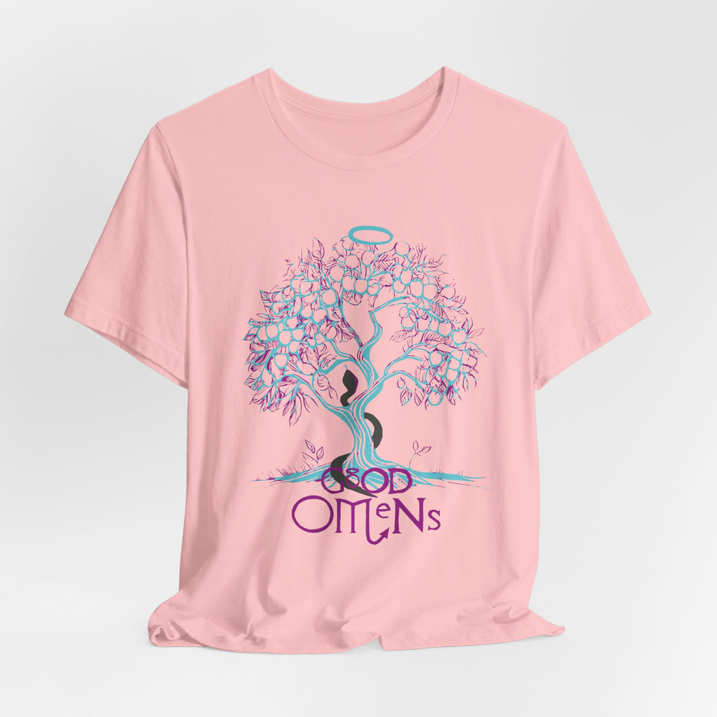Good Omens Tree of Knowledge Doodle Aziraphale graphic shirt featuring Comic Con Fandom Jersey Short Sleeve Tee