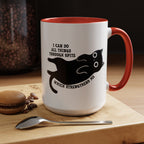 I Can Do All Things Through Spite mug featuring Funny Black Cat 15 oz Coffee Mug