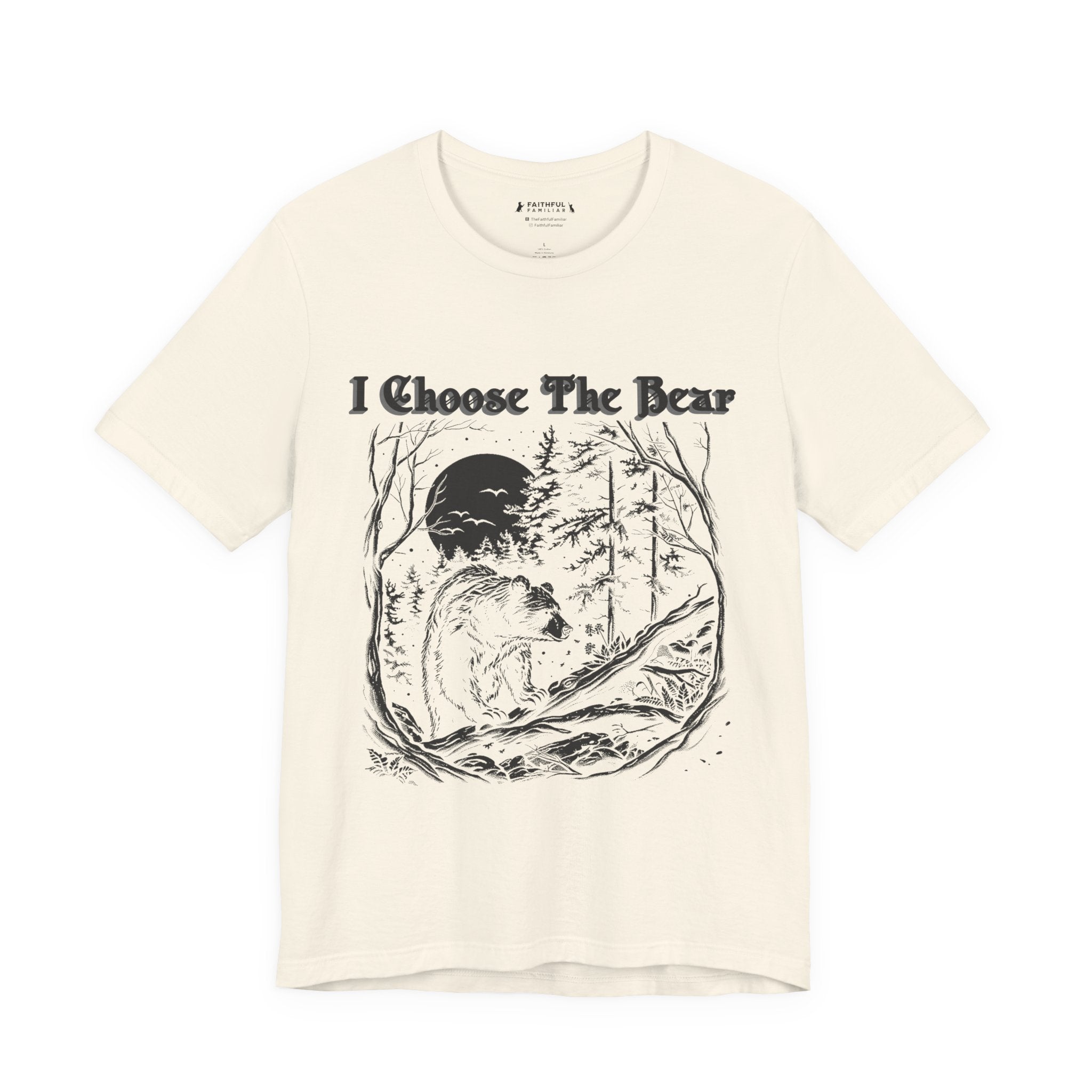 I Choose The Bear Graphic Tee — Moonlit Forest Bear Shirt for Outdoorsy Feminists